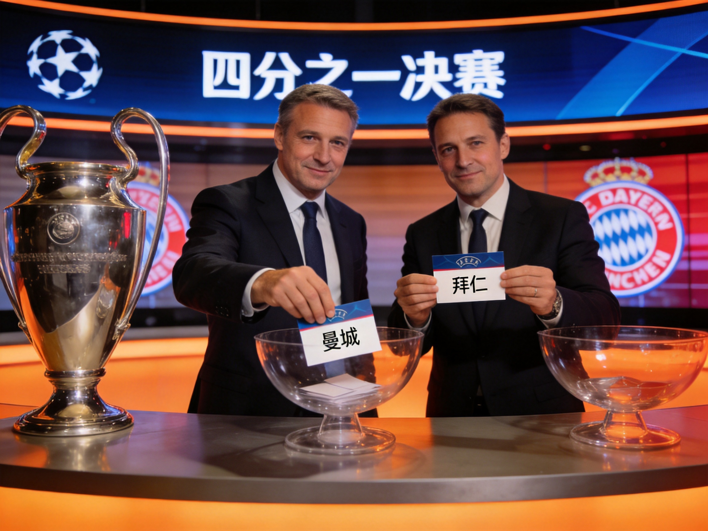 欧冠四分之一决赛抽签揭晓